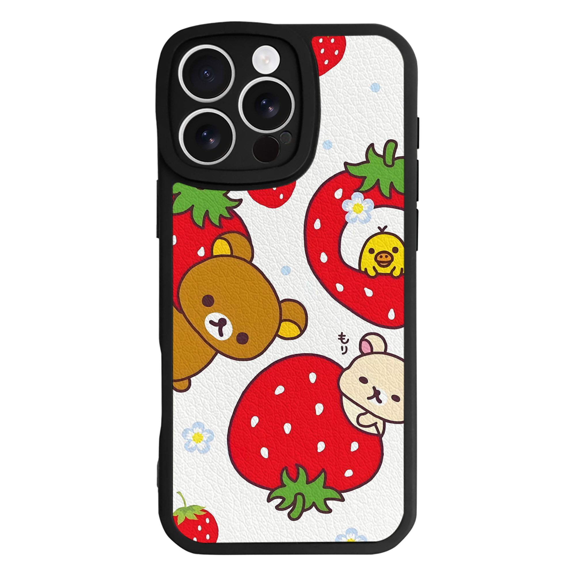 （画像用） リラックマ リラックマ キイロイトリ Rilakkuma Korilakkuma Kiiroitori 【iPhone 16シリーズ対応】シリコンスマホケース（レザー調） 材質：シリコン